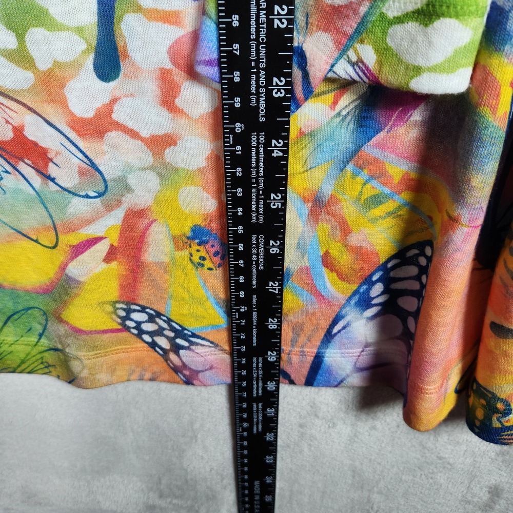 Ali Miles Womens 2X Butterfly Dragonfly Print 3/4 Sleeve Top Multicolor A15324TW - Picture 8 of 8